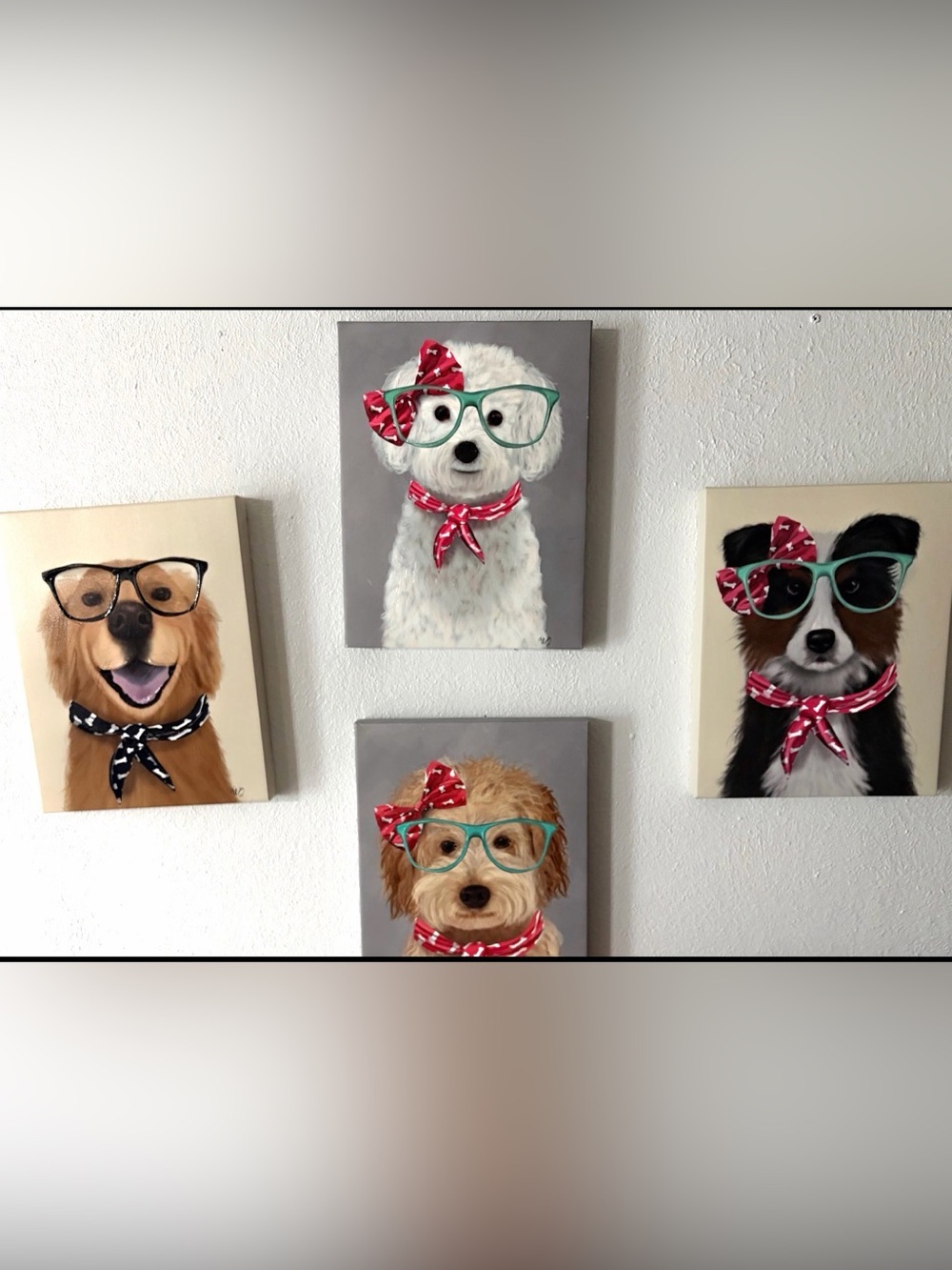 Whimsical Dog Canvas 4 pictures super cute and all 11” x 14””